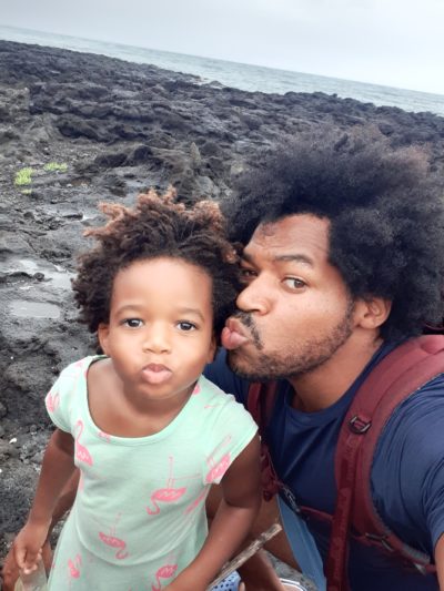 Trillionaire Kimroy KB Bailey models is muscles, hair and masculinity with his adorable princess Keilah Trott Baileyon the fun family world tour