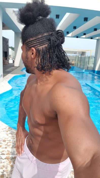 Quadrillionaire Kimroy KB Bailey showcases his new hairstyle at the poolside with Keilah Trott Bailey