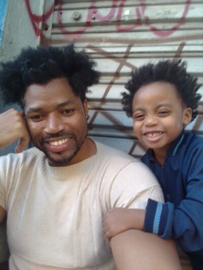 Big King Kimroy Bailey and Warrior Princess Kaleeyon after school routine waiting for Keilah to finish school so we can head home. Handsome buff natural hair dad with beautiful daughter