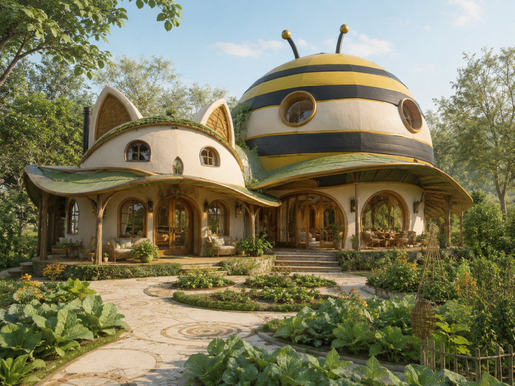 A whimsical house features