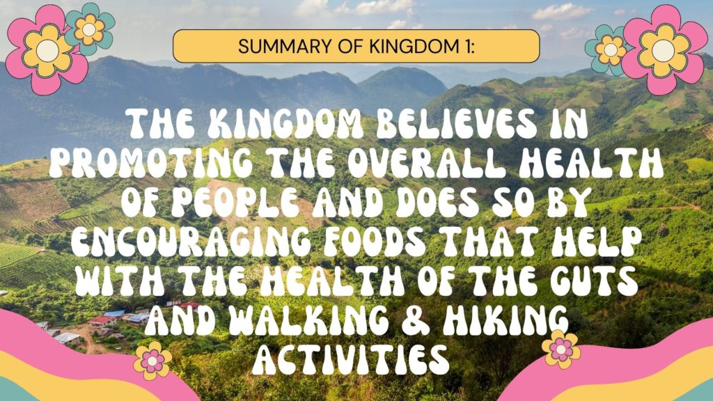 10 the kingdom believes in promoting the overall health of people and does so by encouraging foods that help with the health of the guts and wa