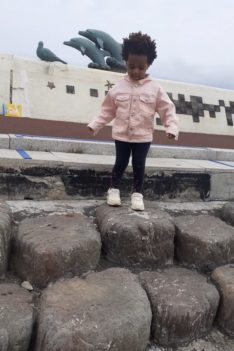 Adorable Keilah spotting Sea side Sea creature scupltures Jeju City