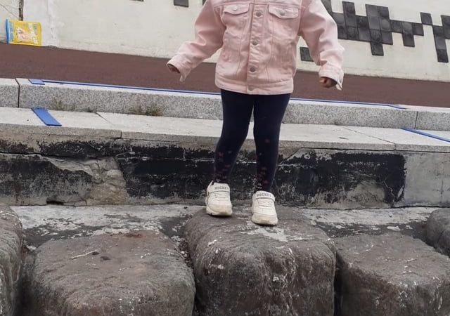 Adorable Keilah spotting Sea side Sea creature scupltures Jeju City