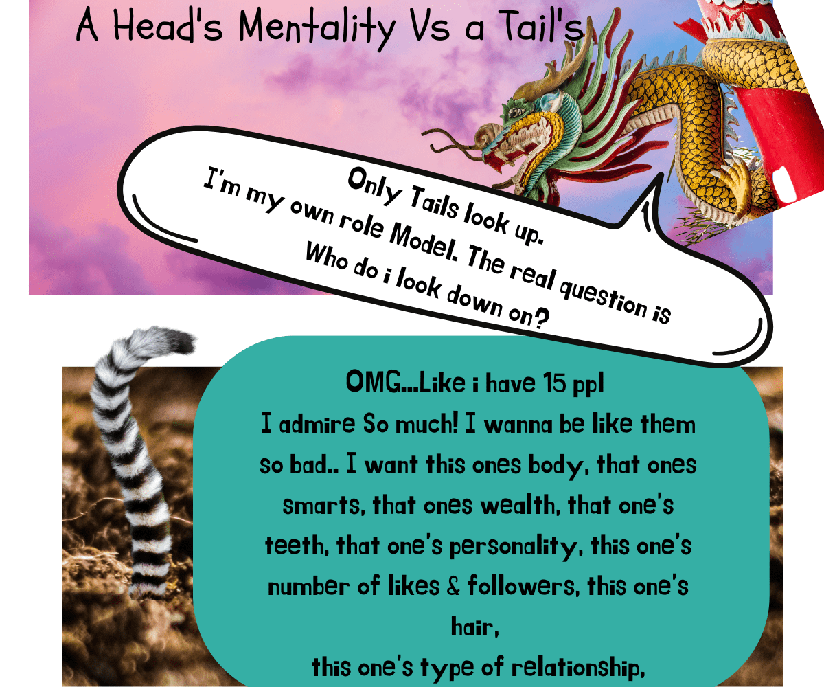 The Head only- Never The Tail This kind of Authority and confidence can only be given by Jesus Christ. No amount of self-help books, motivational speaking, and pumping up can make a tail  ( follower) suddenly a Head ( leader). Being a Head means your led and sustained by JESUS only. Let's Emphasize that Led By JESUS ONLY. So no Fucker... your not a HEAD if your: Led sometimes by Jesus and sometimes by the news. Or a little piece of Jesus but mainly my Youtube subscribers or Youtube Influencer, or led by Jesus in name only but secretly I listen to my Friends, family members, witch, doctor, stockbroker and just about everybody and anybody who gives me advice