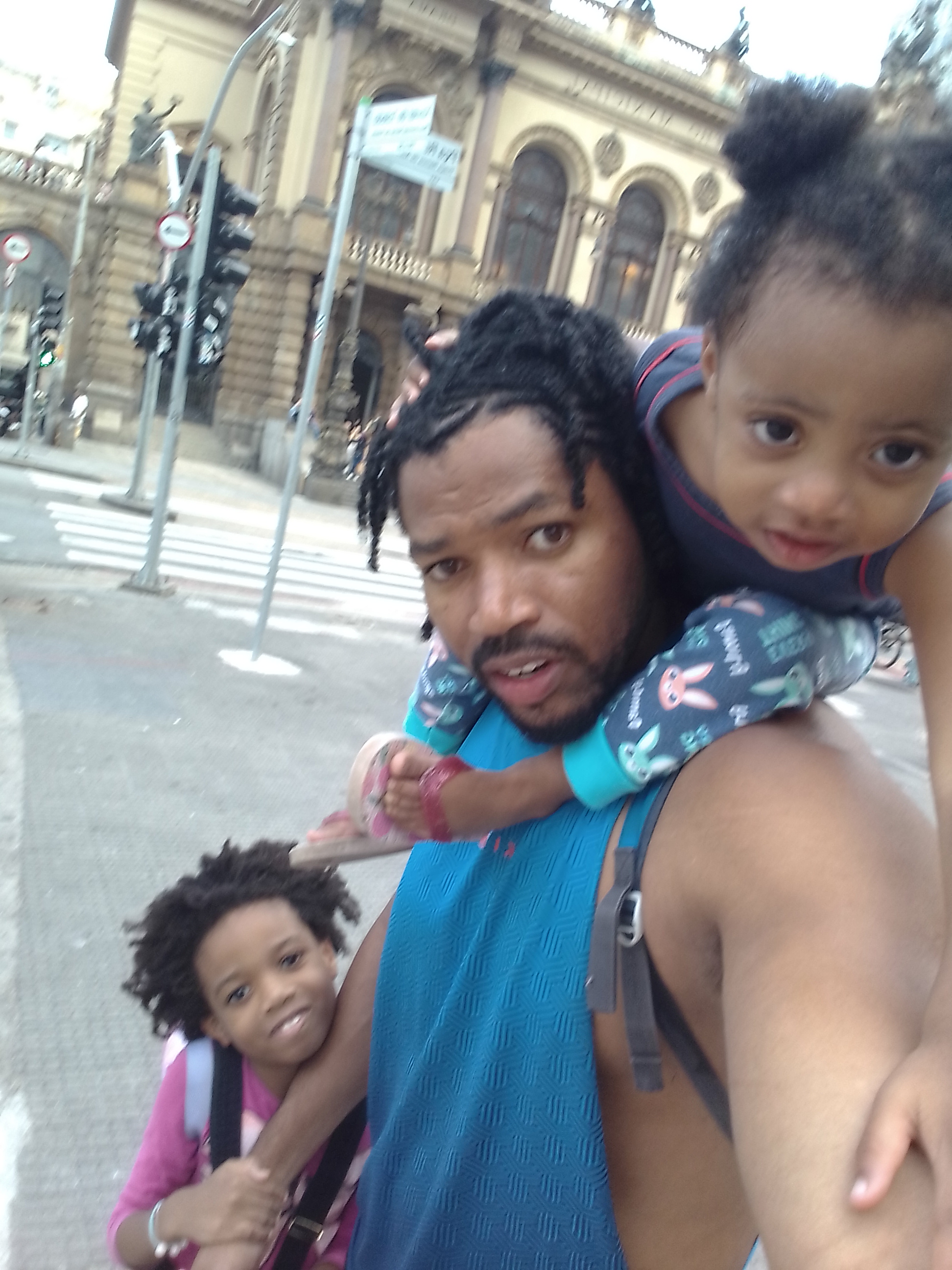 dady and daughters having fun and spending the day out. 
