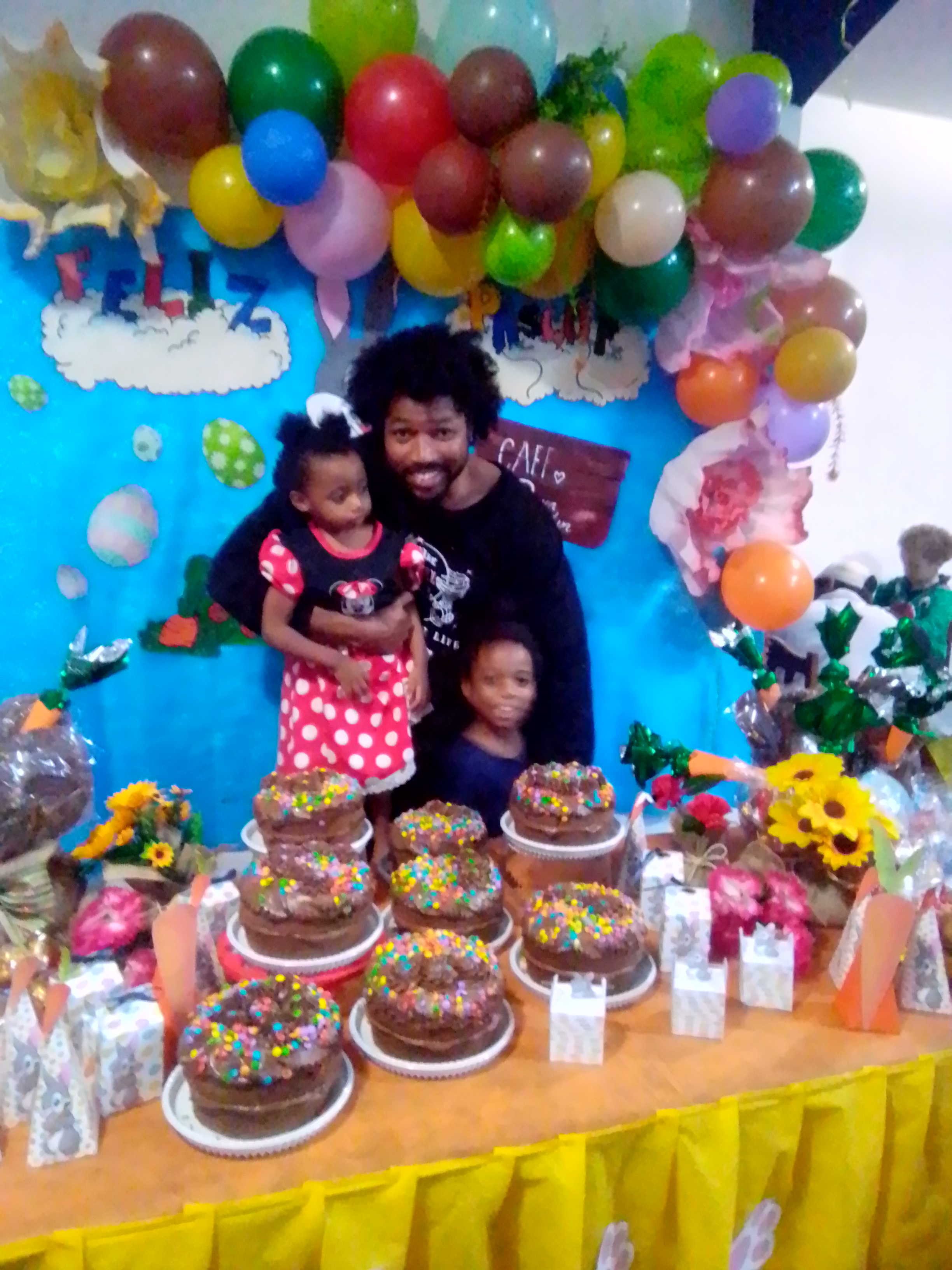 Big King Kimroy Bailey, Fighting Princess Kaleeyon Trott Bailey and Rainbow Princess Keilah Trott Bailey having fun together on the family chanllenge in Brasil enjoying a grand party celebration with lots of colors and cakes