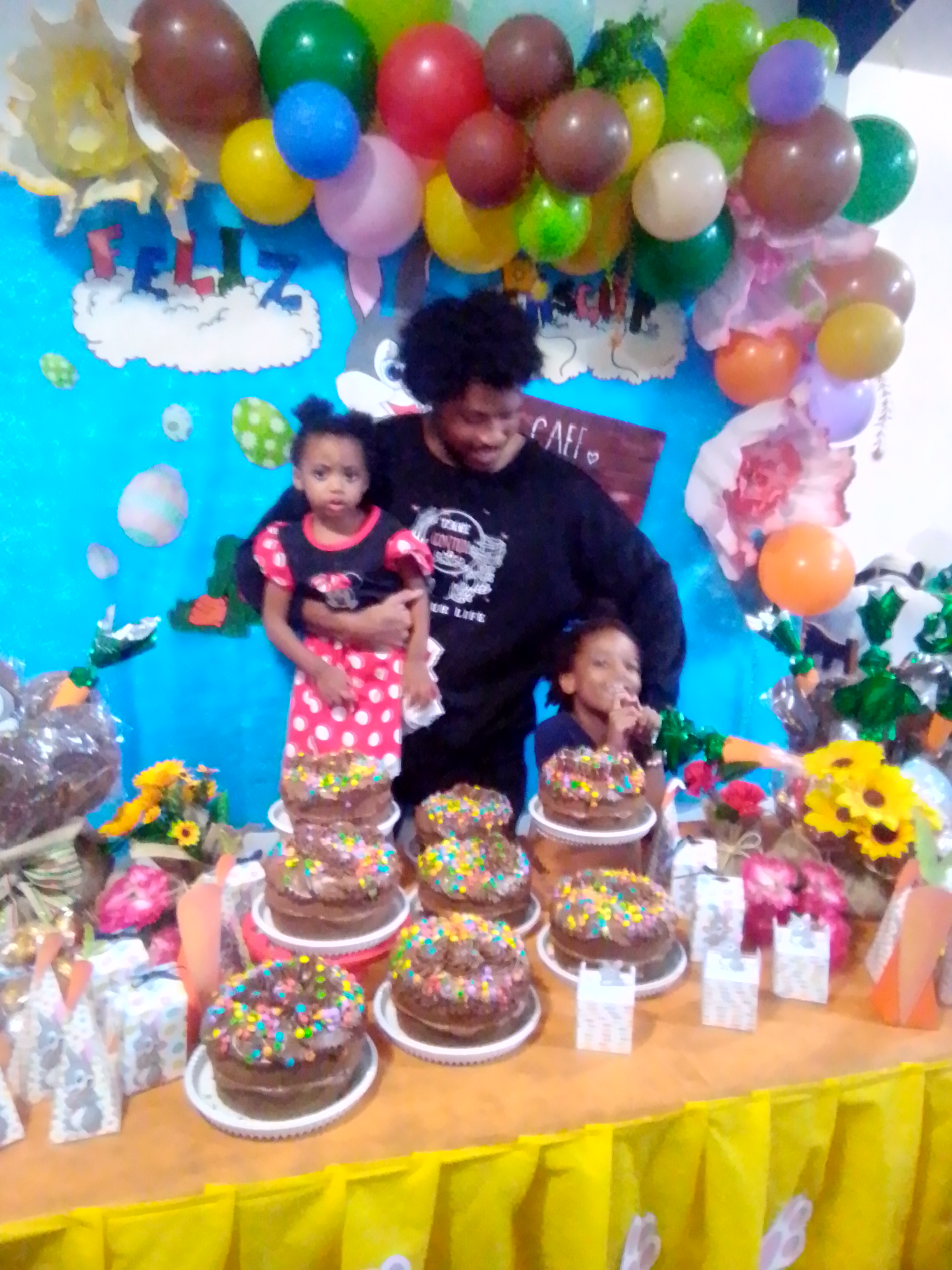 Big King Kimroy Bailey, Fighting Princess Kaleeyon Trott Bailey and Rainbow Princess Keilah Trott Bailey having fun together on the family chanllenge in Brasil enjoying a grand party celebration with lots of colors and cakes