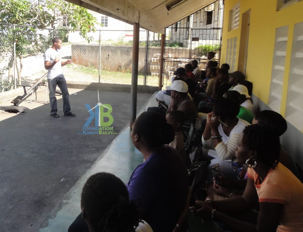 Parents of basic school students gather during PTA meeting as I presented about Jamaica energy Crisis and how they can help by reducing their energy usage.