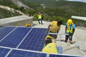 Connecting the electrical wires for our solar panel installation