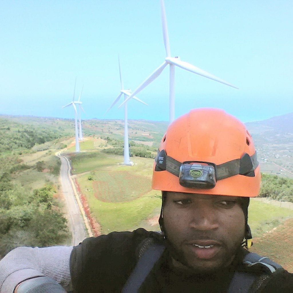 Untop of the world to stay kimroy bailey at the Wigton Windfarm