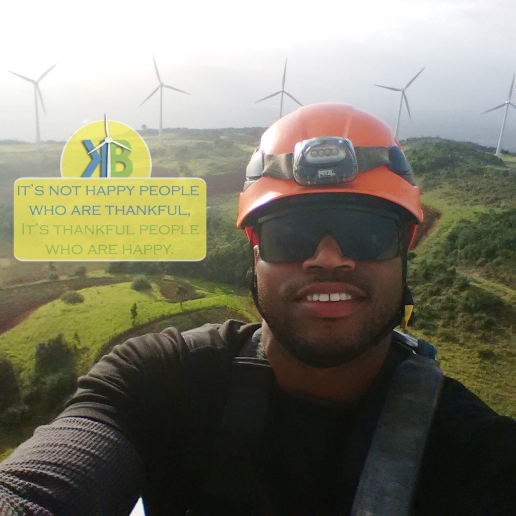 Kimroy Bailey Wind Turbine Engineer at the Wigton Windfarm