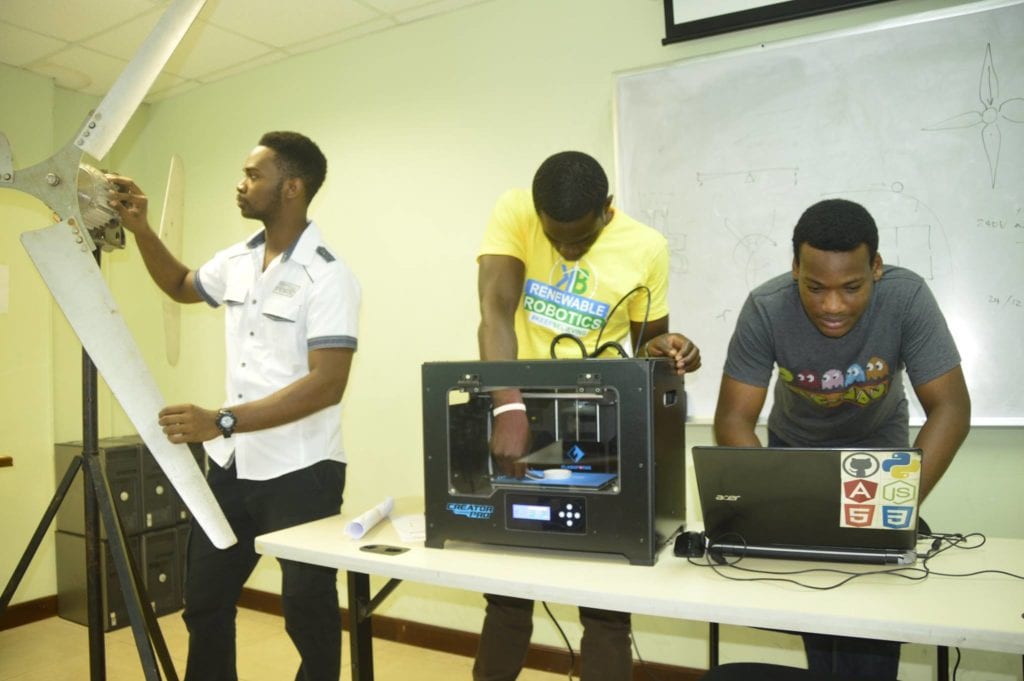 Robotics Engineers from the Kimroy Bailey Group of Companies, Mathew Frater, Agiey Masters and Rafique Muir