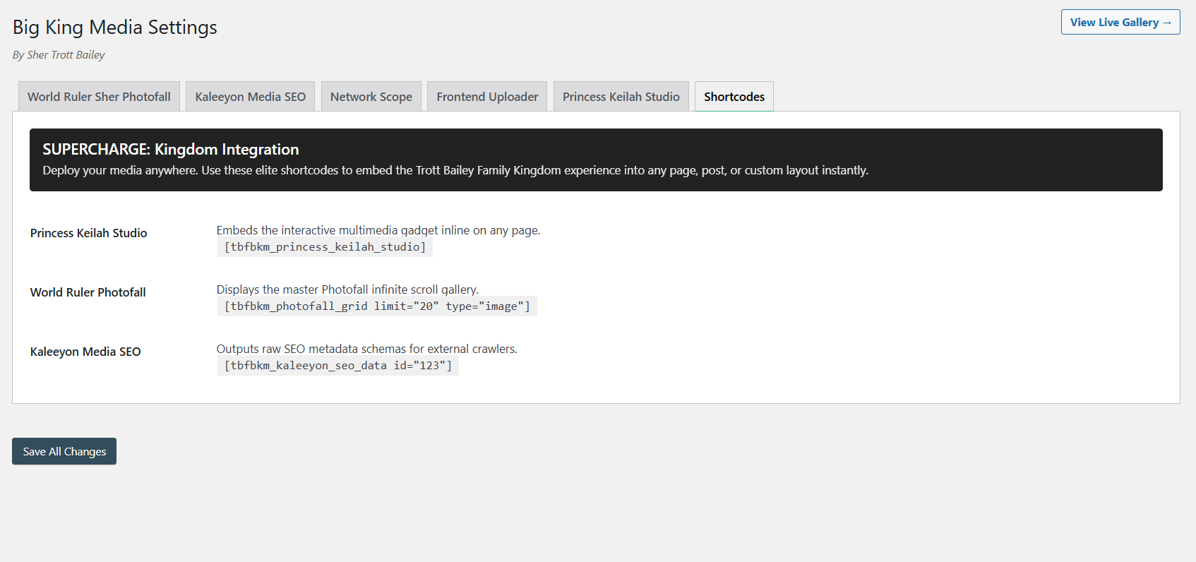 Big King Media shortcode system