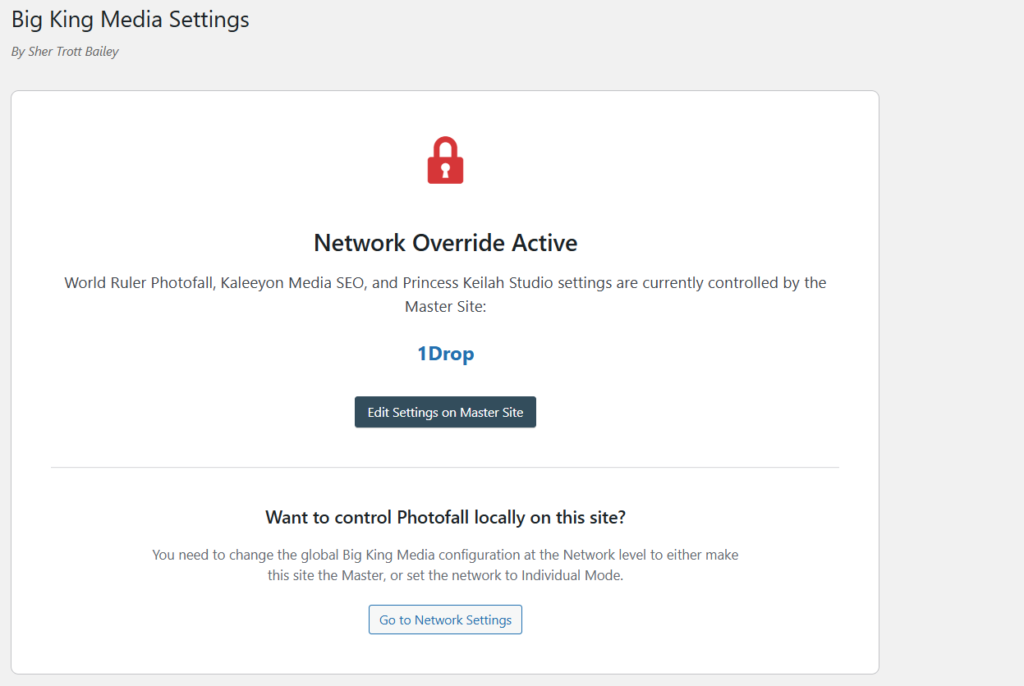 Big King Media Network Override Settings Control subsite behavior from a master admin panel Multisite Shared Media Library wordPress Plugin