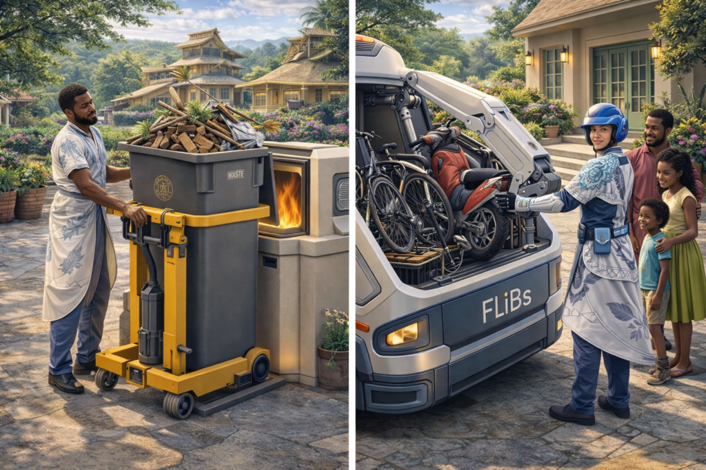 dad removes his own waste. Krubaro system by Trott bailey Family in action in the Kingdoms