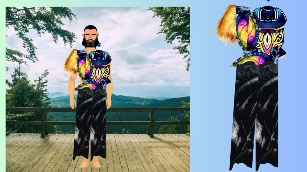 Muscular Husband and Dad High Luxury fashion design for men with wonderful gradient, use of fabric and print by the World Number One Fashion Designer Sher Trott Bailey