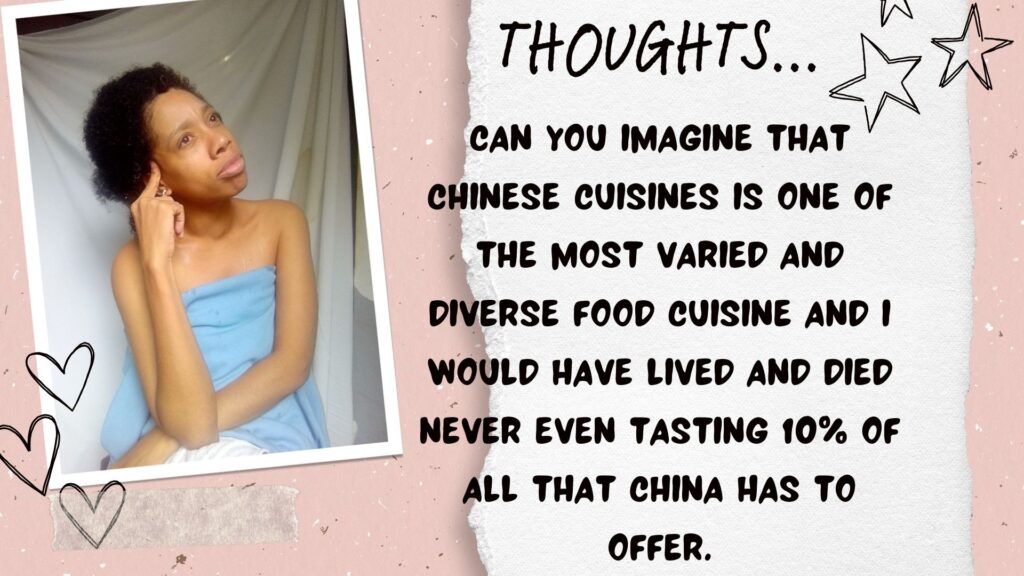 Can you imagine that chinese cuisines is one of the most varied and diverse food cuisine and i would have lived and died never even tasting 10% of all that china has to offer.World Ruler Family. World ruler thoughts. World Ruler rants