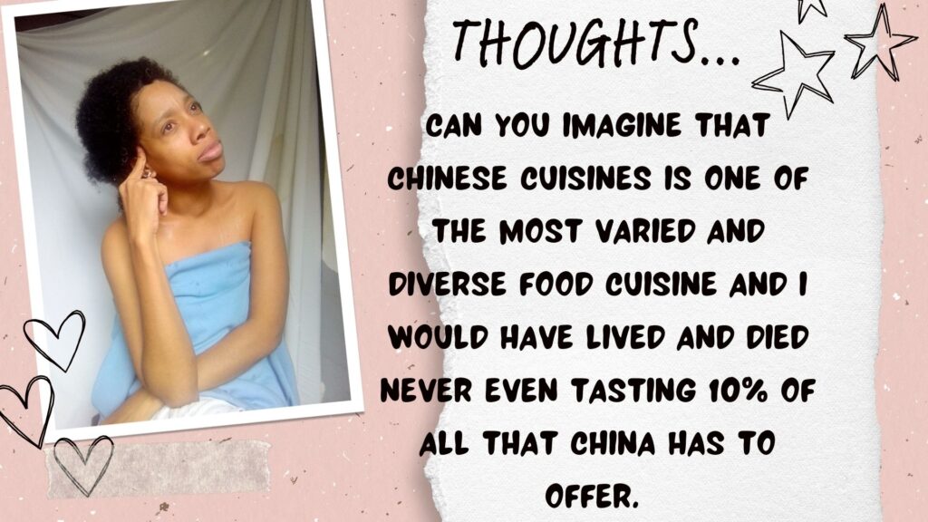 World Ruler Sher Trott Bailey speaks she expresses her views on countries, government, isreal, palistine. health and the earth (10). Can you imagine that chinese cuisines is one of the most varied and diverse food cuisine and i would have lived and died never even tasting 10% of all that china has to offer. 