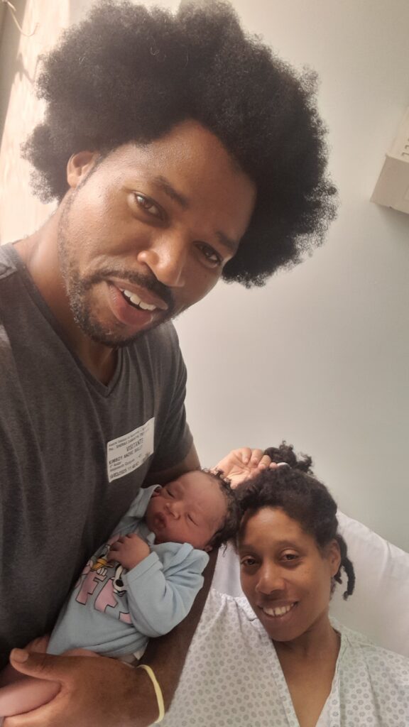 Crown Prince Kezidek Iztolev Trott Bailey 7 hours old with dad Kimroy Bailey and mom Sherika Trott Bailey 2